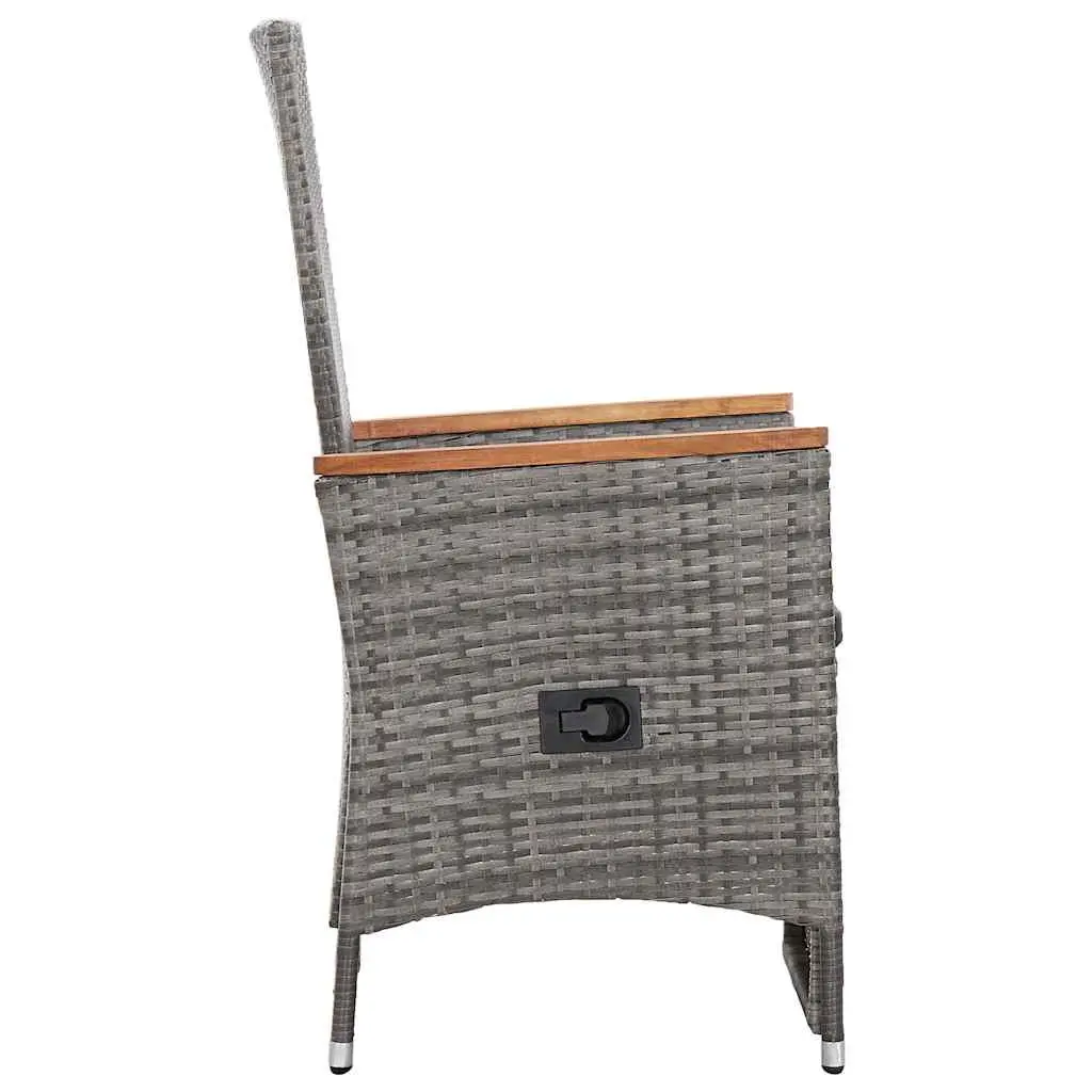 3 Piece Outdoor Lounge Set with Reclining Armchairs and Coffee Table for Patio Grey Poly Rattan Furniture
