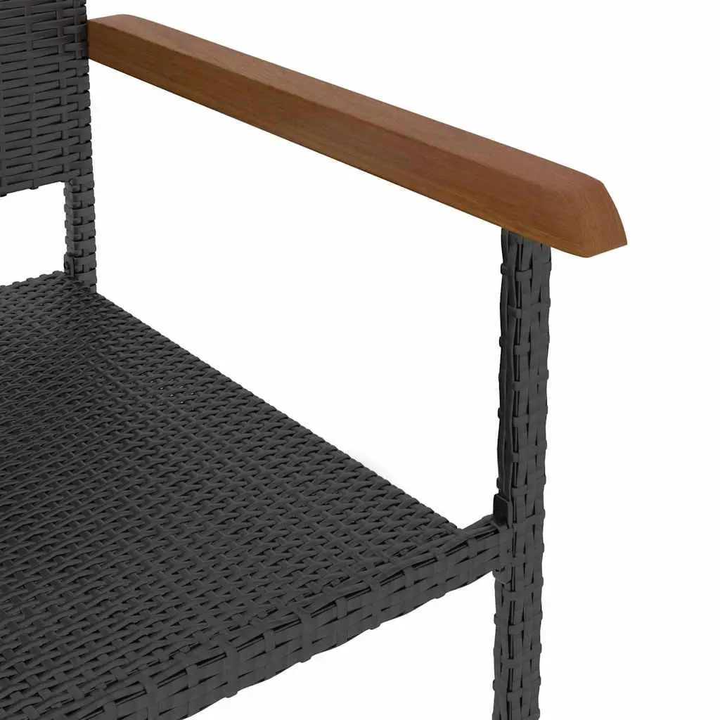 Outdoor Dining Set 5 Piece Poly Rattan Garden Furniture Black Table Chairs