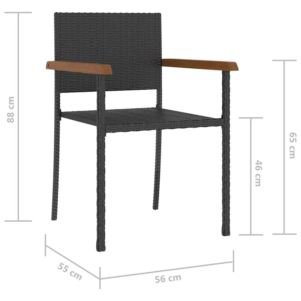 Outdoor Dining Set 5 Piece Poly Rattan Garden Furniture Black Table Chairs