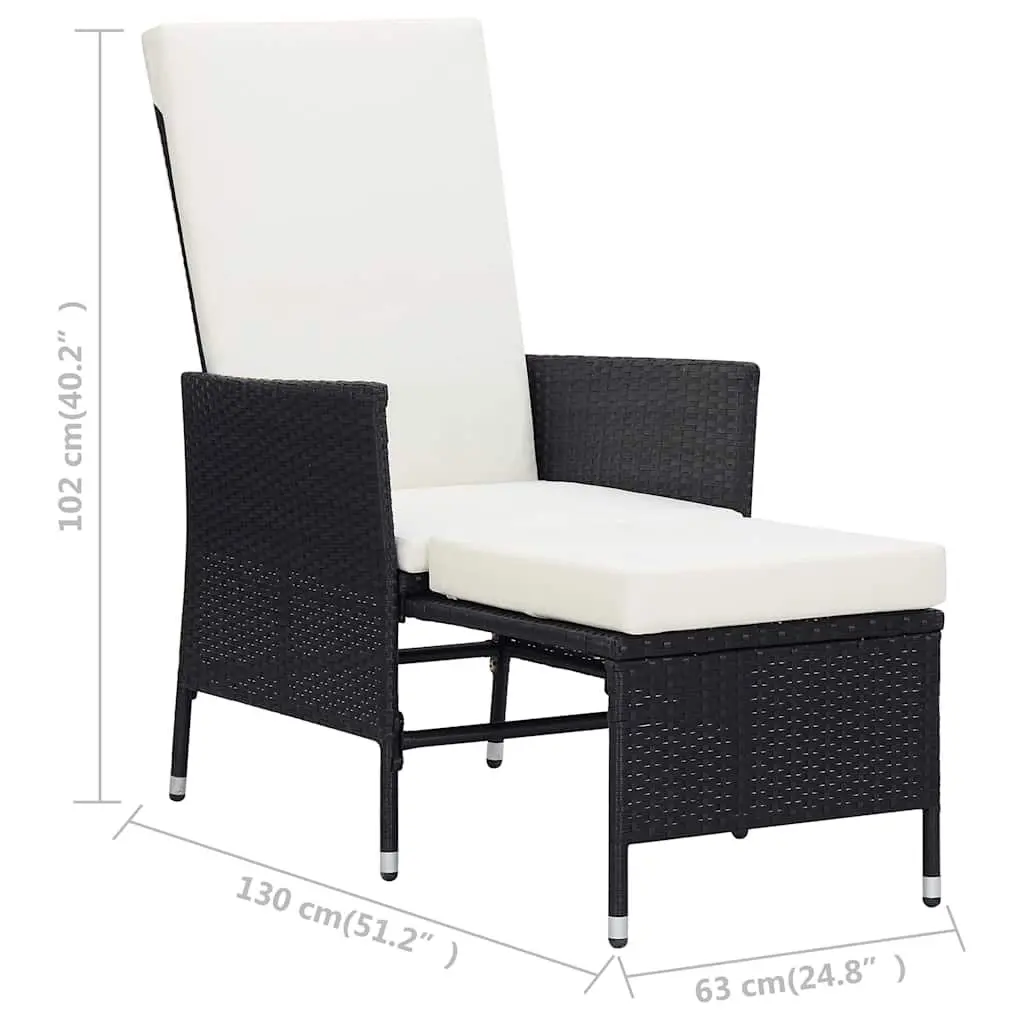 Garden Lounge Set 3 Piece Outdoor Furniture Rattan Sofa Chair Footrest Black