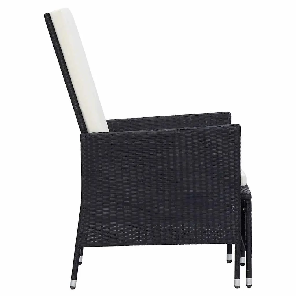 Garden Lounge Set 3 Piece Outdoor Furniture Rattan Sofa Chair Footrest Black