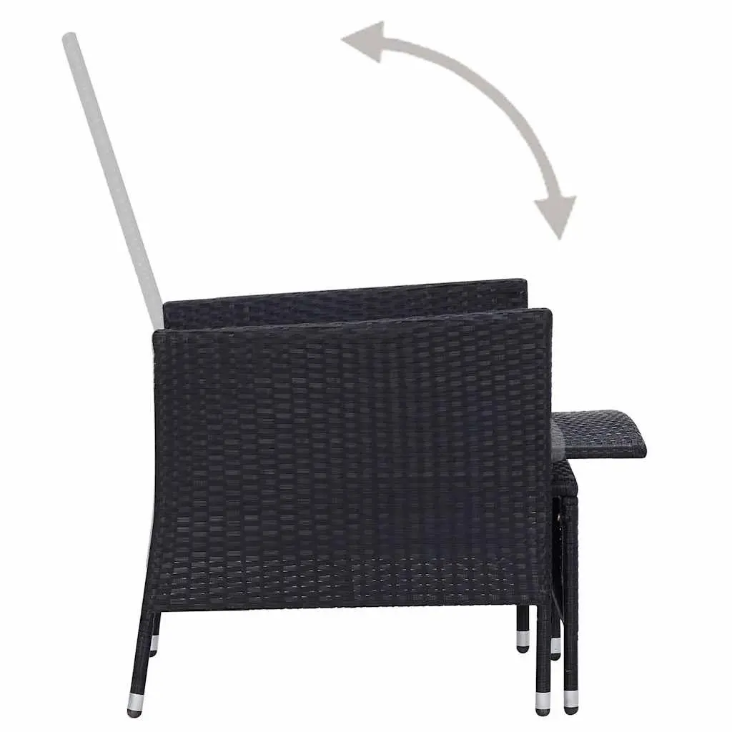 Garden Lounge Set 3 Piece Outdoor Furniture Rattan Sofa Chair Footrest Black