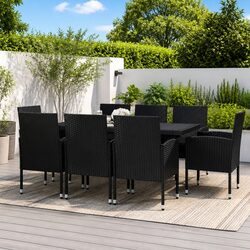 9-Piece Garden Dining Set with PE Rattan and Steel