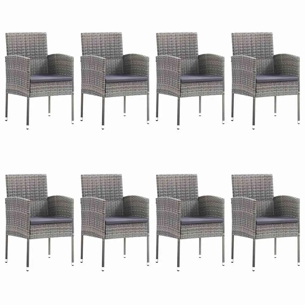 Garden Dining Set 9 Piece Outdoor Furniture Grey Rattan Table Chairs