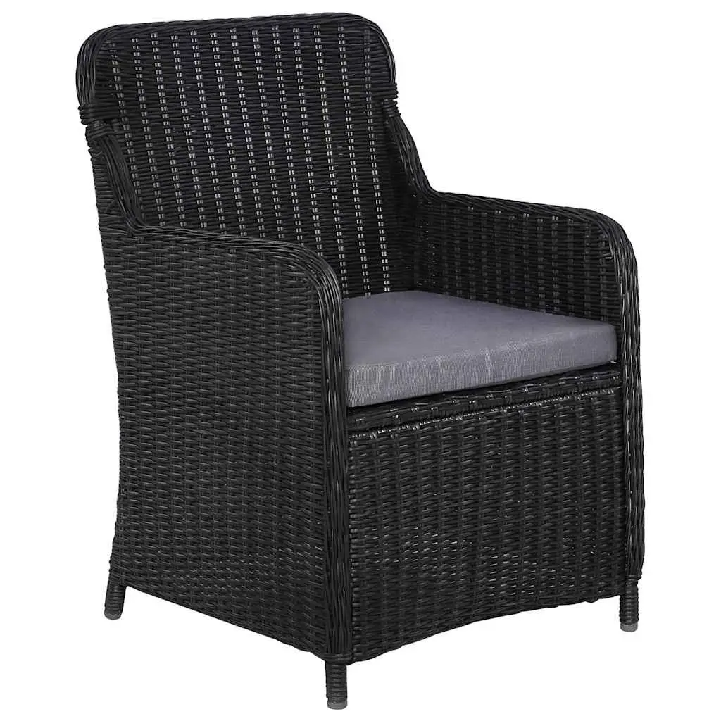 9 Piece Outdoor Garden Dining Set Patio Furniture Black Poly Rattan Table Chairs