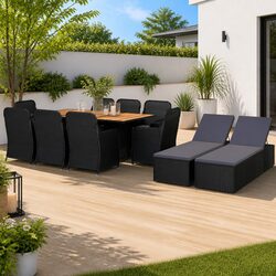 Complete 11 Piece Outdoor Dining Set with Acacia Table
