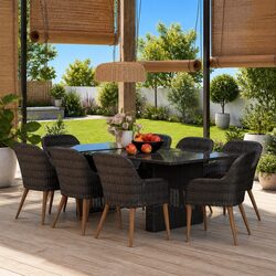 Garden Dining Set 9 Piece Outdoor Patio Furniture with Rattan Chairs Table