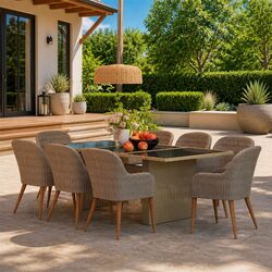 Garden Dining Set 9 Piece Outdoor Furniture Poly Rattan Patio Table Chairs