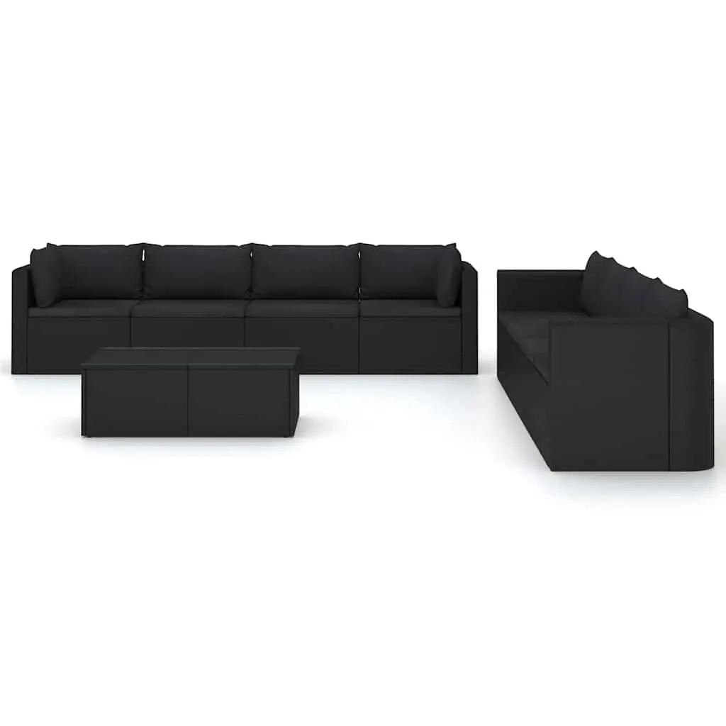Garden Lounge Set 9 Piece Outdoor Furniture Modular Poly Rattan Cushions Black