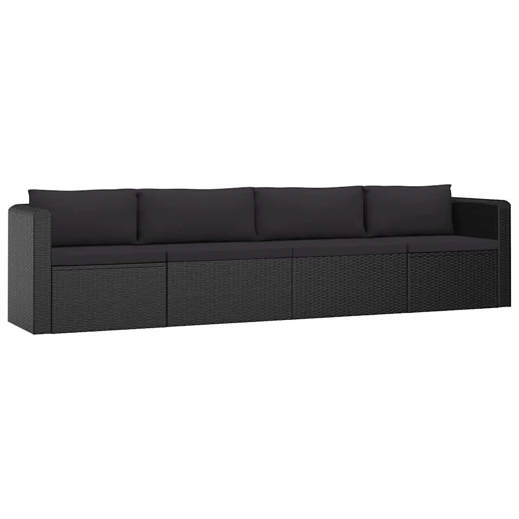 Garden Lounge Set 9 Piece Outdoor Furniture Modular Poly Rattan Cushions Black