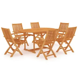 7-Piece Garden Dining Set: Solid Teak Wood Construction