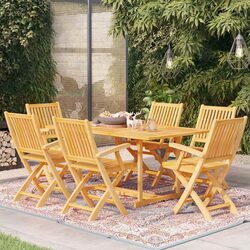 7 Piece Garden Dining Set with Teak Wood Table and Chairs