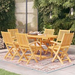 7 Piece Garden Dining Set: Teak Wood, Ergonomic Chairs