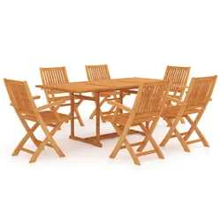 Folding Teak Wood Garden Dining Set - 7 Piece Set