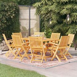 9 Piece Garden Dining Set: Teak Wood, 1 Table & 8 Chairs