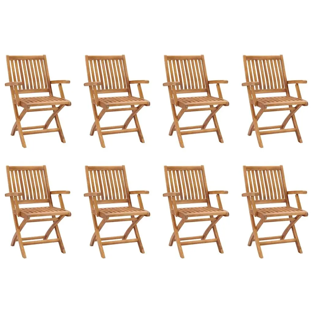 9 Piece Garden Dining Set Teak Wood Table and Chairs Outdoor Furniture Brown