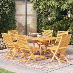 Detailed Specs: 7 Piece Teak Garden Dining Set