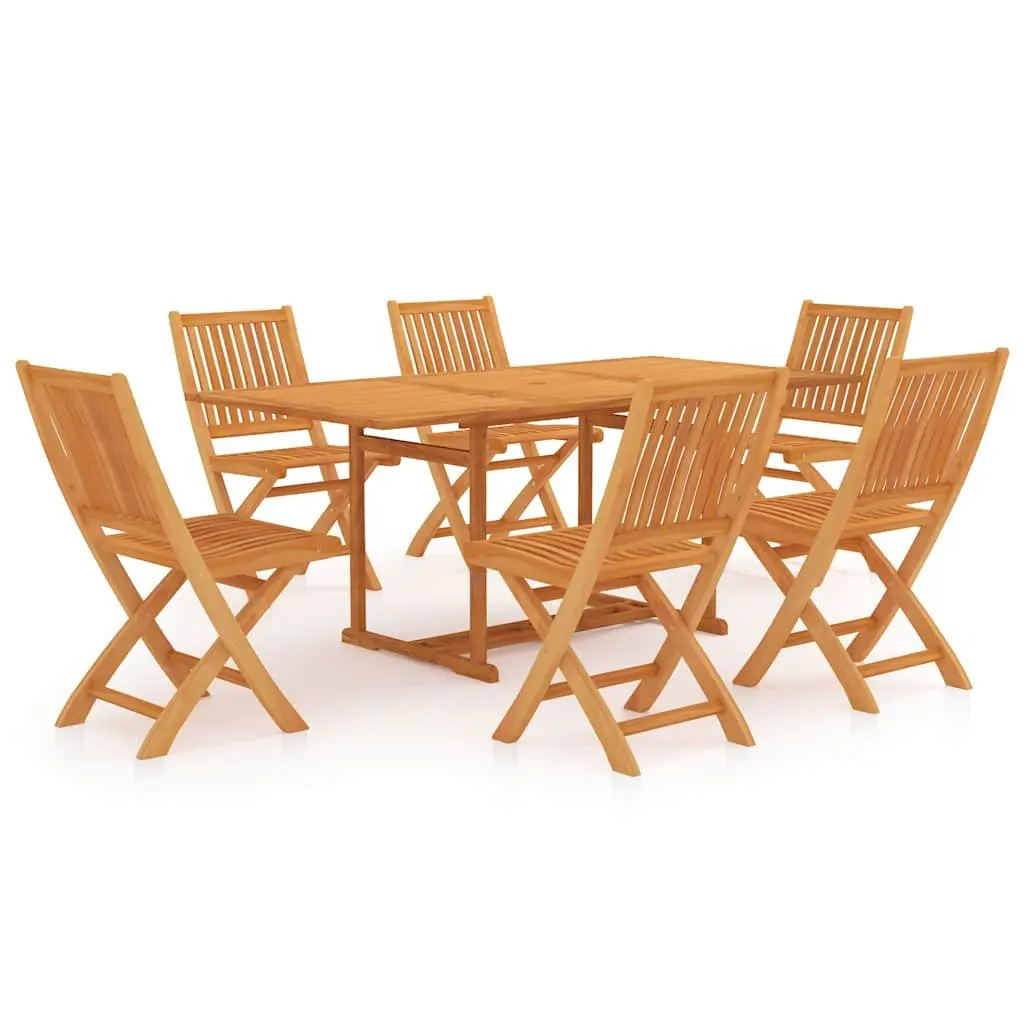 7 Piece Garden Dining Set Teak Wood Table Chairs Outdoor Patio Furniture Brown