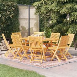 9 Piece Garden Dining Set: Teak Wood Table and Chairs