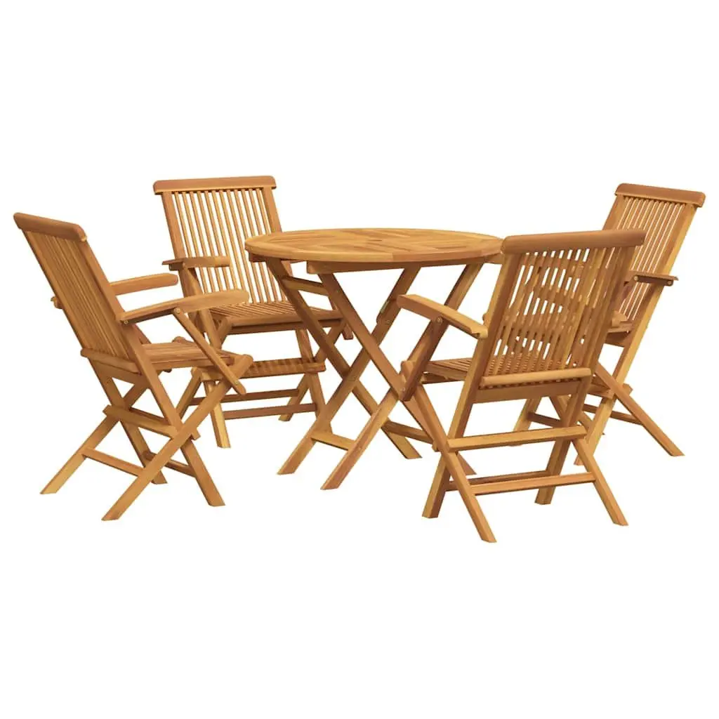 5 Piece Garden Dining Set Outdoor Table Chairs Teak Wood Furniture Patio Seating
