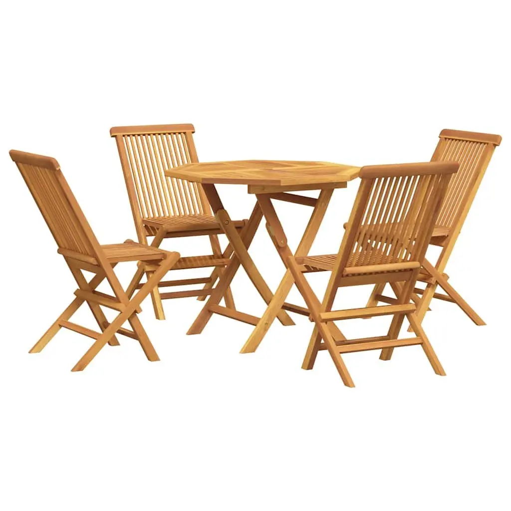 5 Piece Garden Dining Set Teak Wood Outdoor Furniture Table Chairs Patio Set