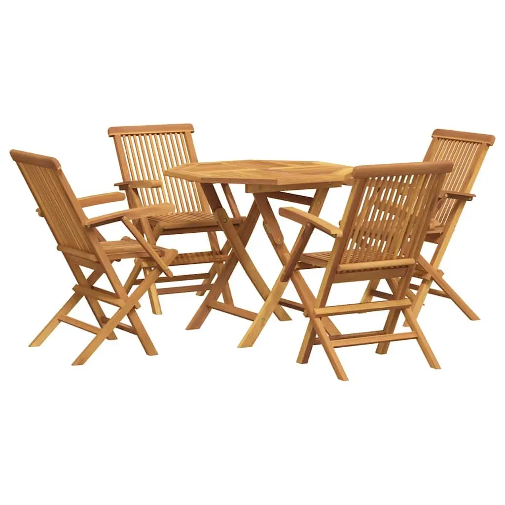 5 Piece Garden Dining Set Outdoor Use Teak Wood