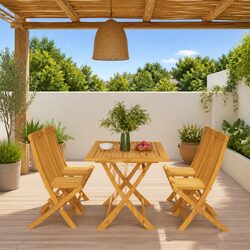 5 Piece Teak Wood Garden Dining Set - Brown Finish