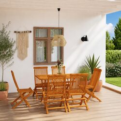 7-Piece Garden Dining Set: Teak Hardwood, Foldable Design