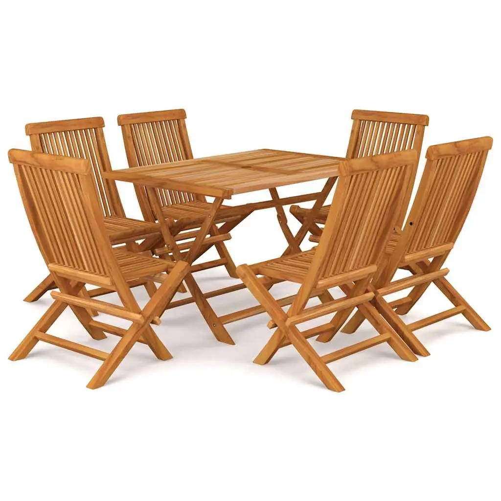 Garden Dining Set Outdoor Use 7 Piece Teak Wood Table Chairs Foldable