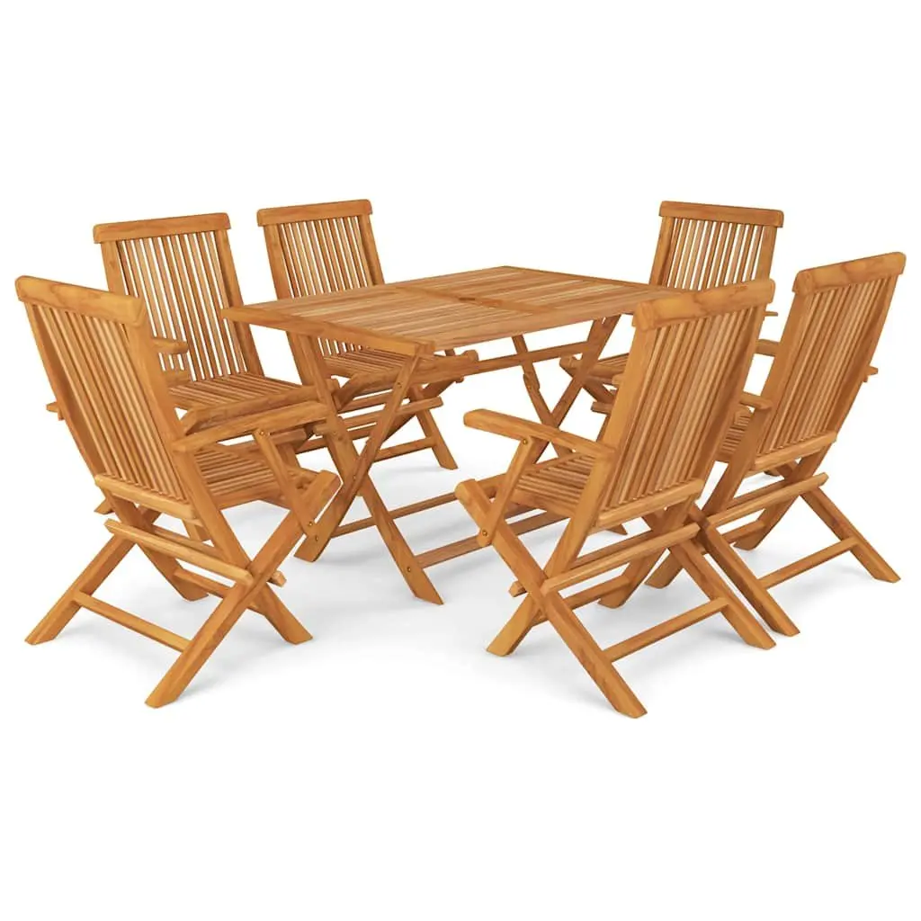 7 Piece Garden Dining Set with Teak Wood