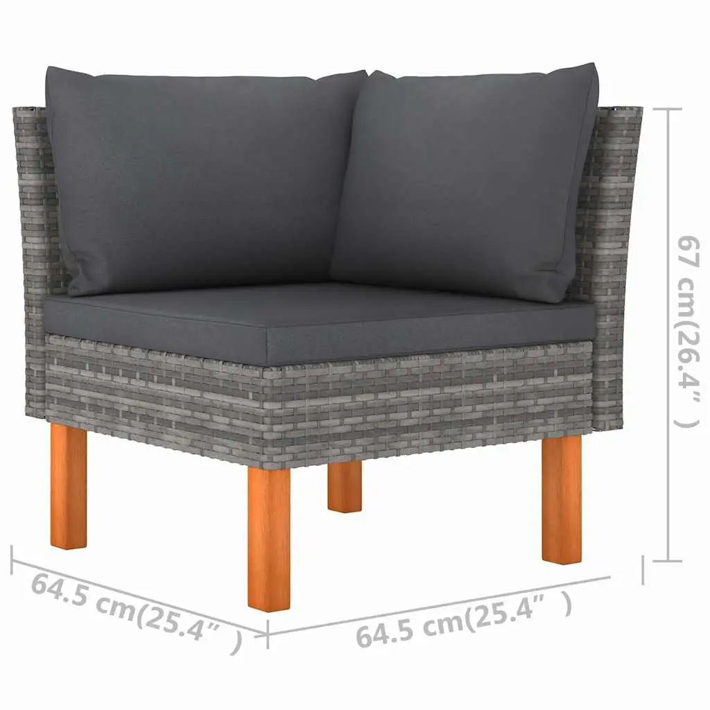 Outdoor 3-Seater Sofa Grey Rattan Cushions Lightweight Patio Chair Garden Furniture