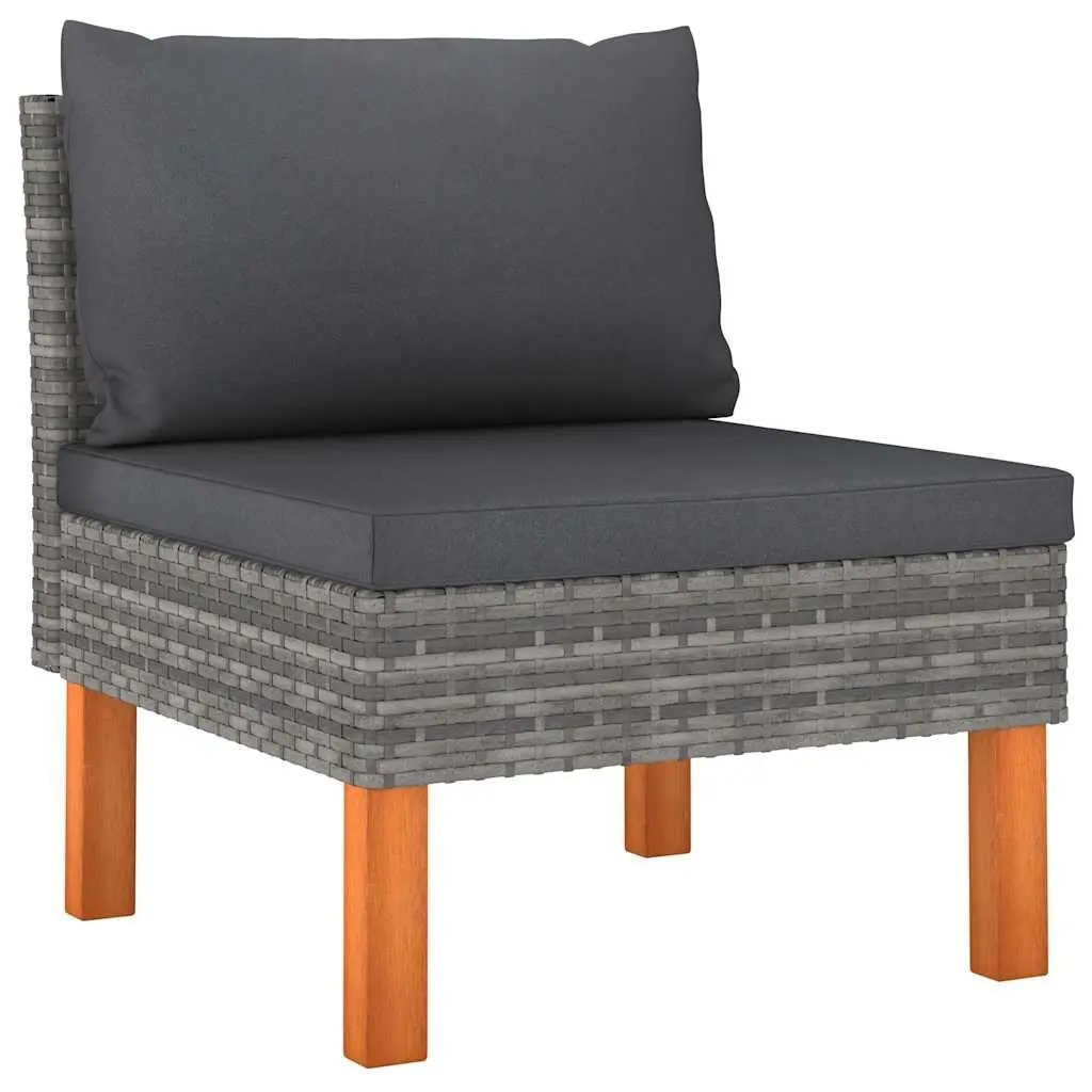 Garden Lounge Set 4 Piece Poly Rattan Outdoor Furniture Grey Cushions Sofa