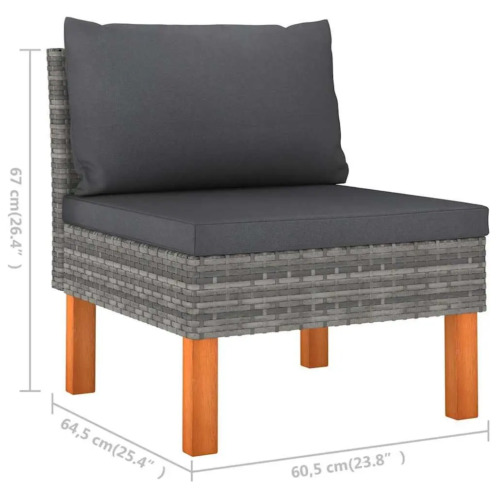 Garden Lounge Set 4 Piece Poly Rattan Outdoor Furniture Grey Cushions Sofa