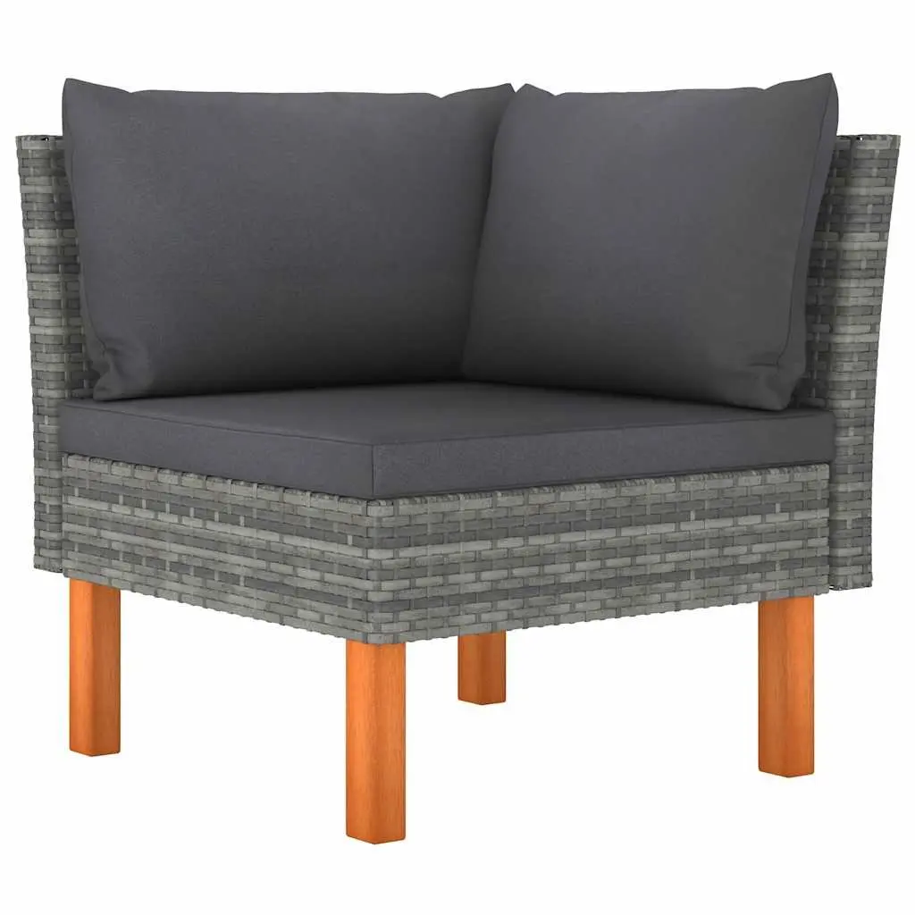 Garden Lounge Set 6 Piece Poly Rattan Outdoor Furniture Grey with Cushions