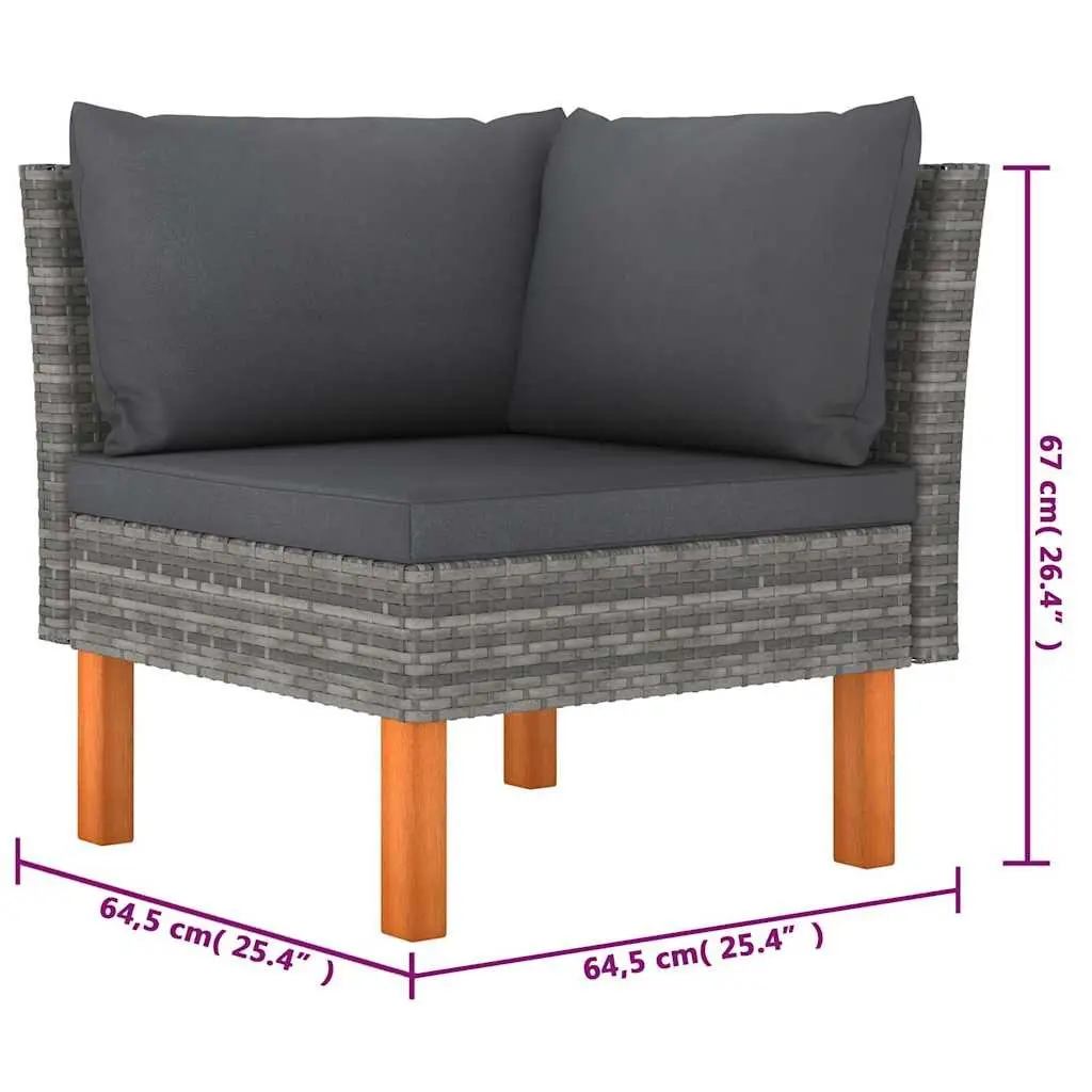 Garden Lounge Set 6 Piece Poly Rattan Outdoor Furniture Grey with Cushions