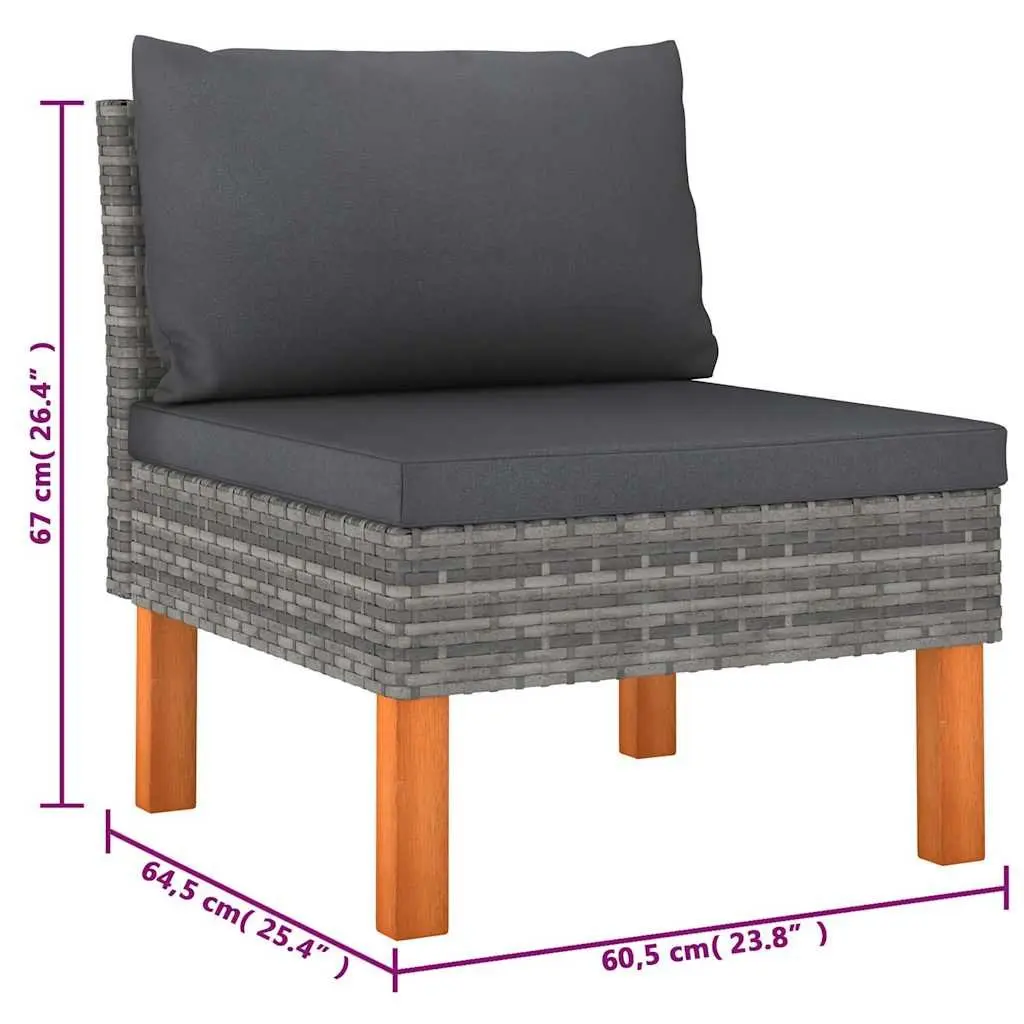Garden Lounge Set 6 Piece Poly Rattan Outdoor Furniture Grey with Cushions