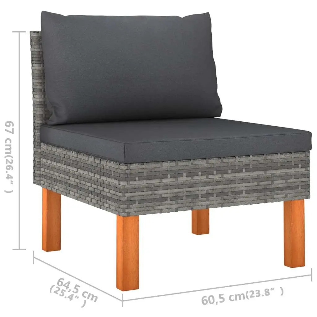 6 Piece Garden Lounge Set Outdoor Furniture Poly Rattan Cushions Grey Sofa