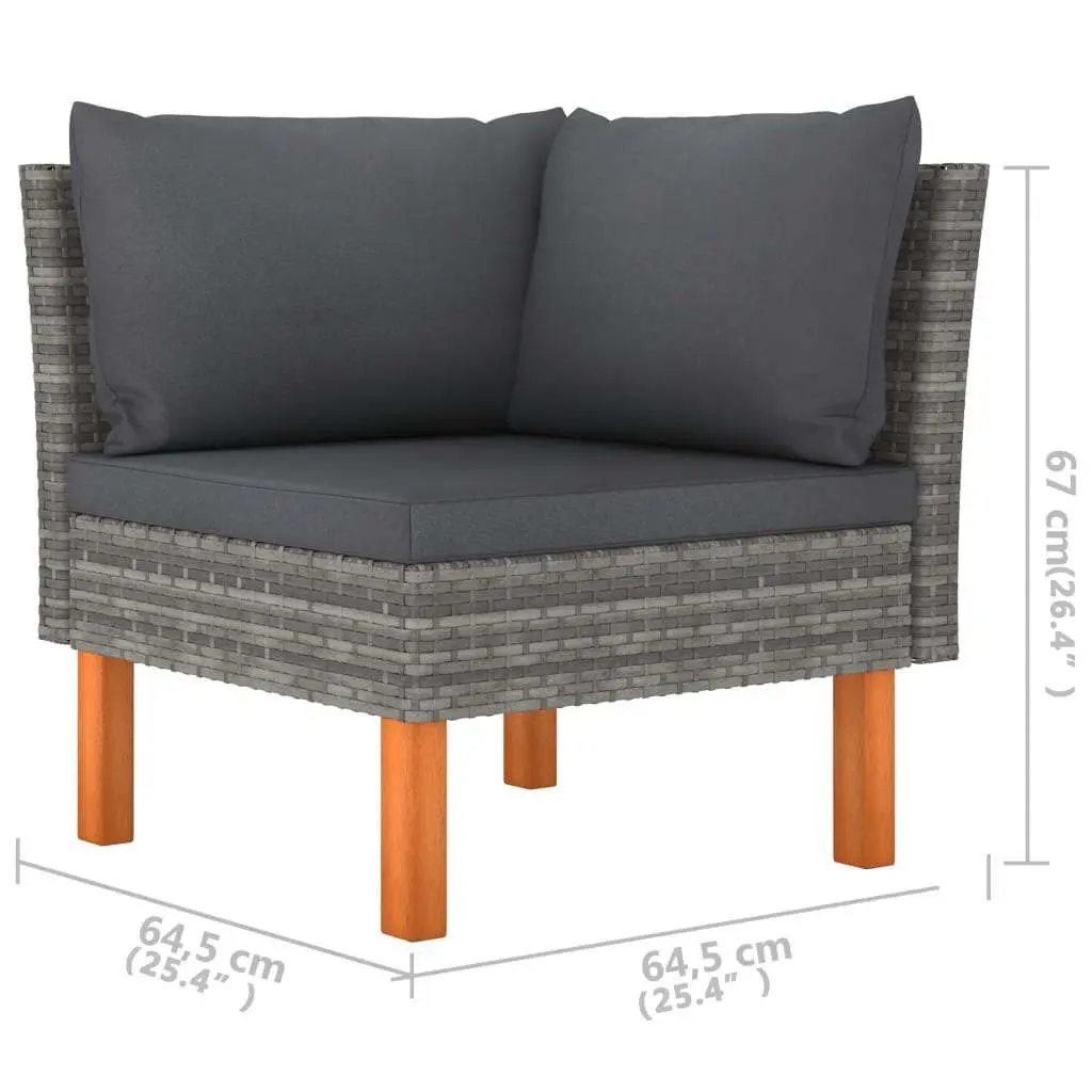 6 Piece Garden Lounge Set Outdoor Furniture Poly Rattan Cushions Grey Sofa