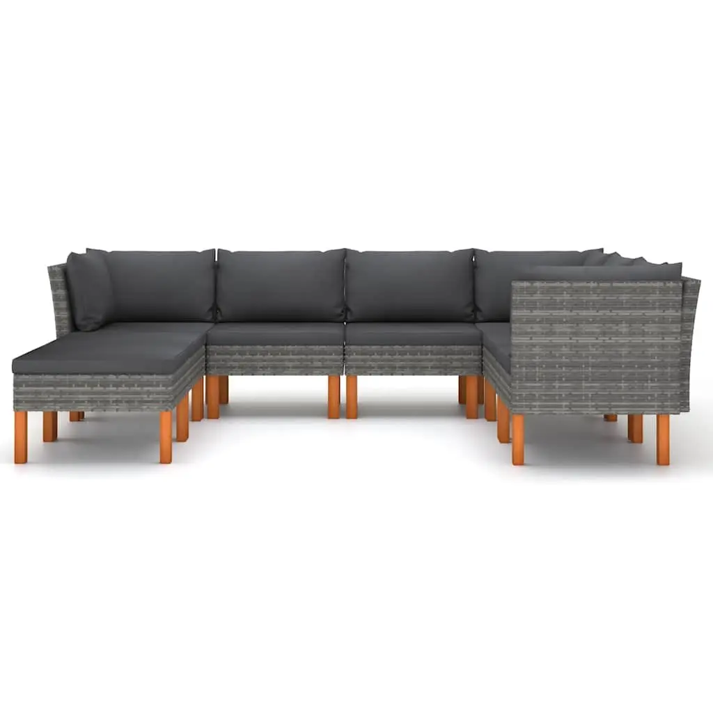 Garden Lounge Set 8 Piece Outdoor Patio Sofa with Cushions Grey Rattan Furniture