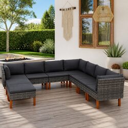 9-Piece Grey Garden Lounge Set with Premium Materials