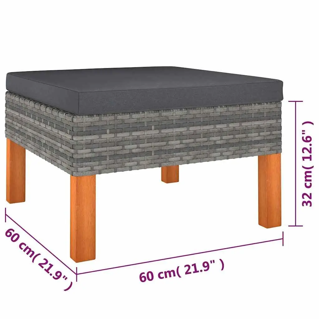 Garden Lounge Set 9 Piece Outdoor Furniture Grey Poly Rattan Sofa Cushions