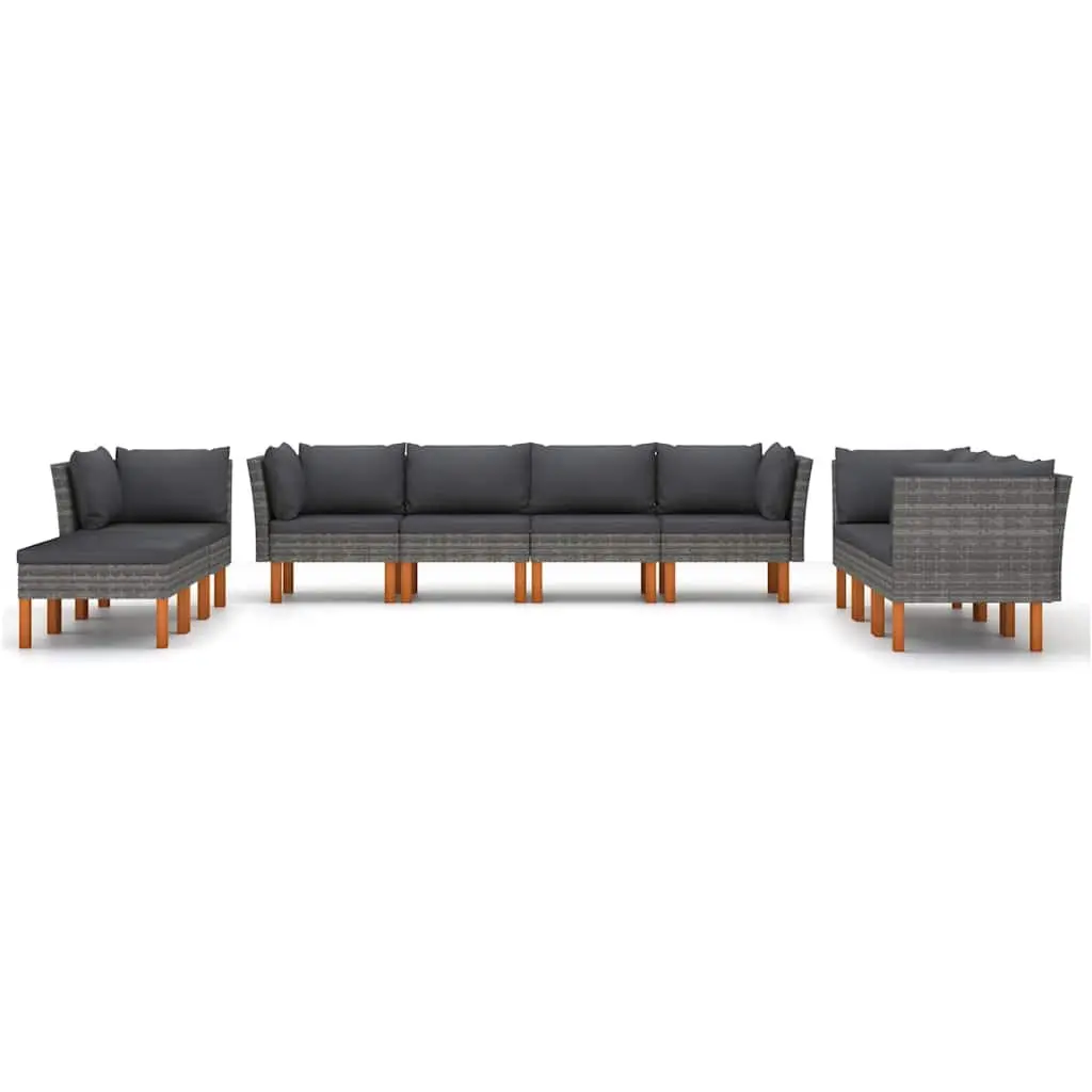 10 Piece Grey Rattan Outdoor Lounge Set