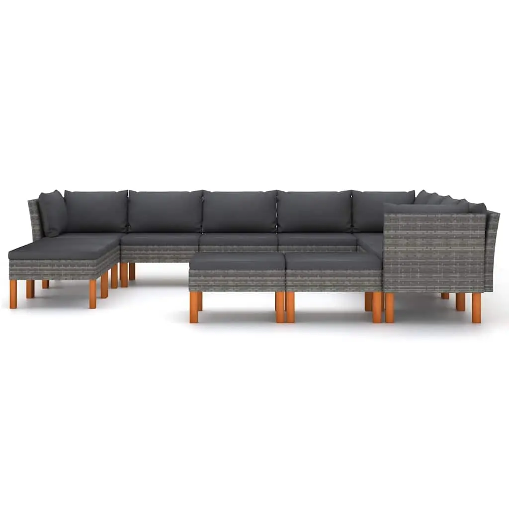 Garden Lounge Set Outdoor Furniture 12 Piece Poly Rattan Sofa with Cushions Grey