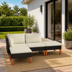 Specifications of Garden Lounge Set: 4-Piece Black Sofa