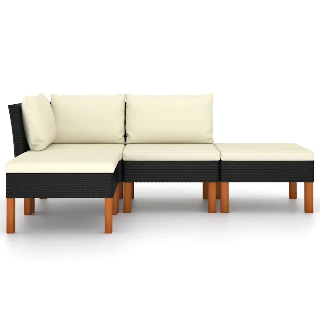 Garden Lounge Set 4 Piece Outdoor Sofa with Cushions Poly Rattan Black