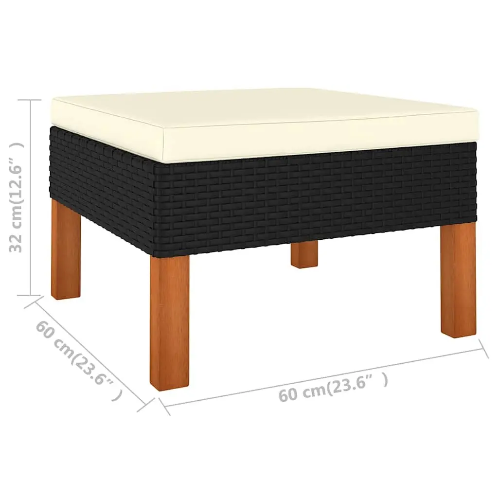 Garden Lounge Set Outdoor Sofa 5 Piece PE Rattan Cushions Black