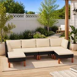 6-Piece Garden Lounge Furniture Set with Cushions Black