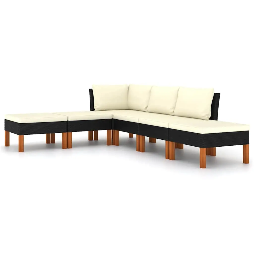 Garden Lounge Set 6 Piece Outdoor Patio Sofa Furniture with Cushions Black