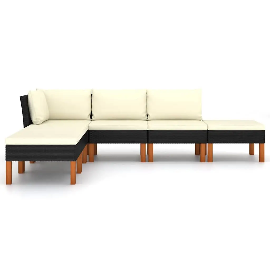 Garden Lounge Set 6 Piece Outdoor Patio Sofa Furniture with Cushions Black