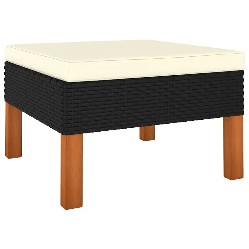 8 Piece Outdoor Lounge Furniture Set Black Rattan Sofa with Cushions for Garden Use